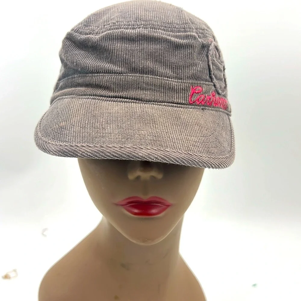 Carhartt Corduroy Cap in Gray with Pink Embroidery adjustable